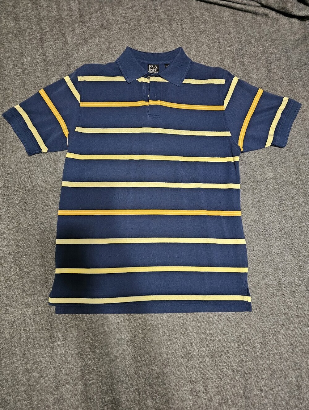 Jos. A. Bank Traveler’s Collection Blue Yellow Striped Polo Shirt Mens Medium